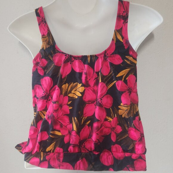 Beach Belle ** stylish Tankini, Black, Gold and red rfloral, size 12/ small - Picture 10 of 12